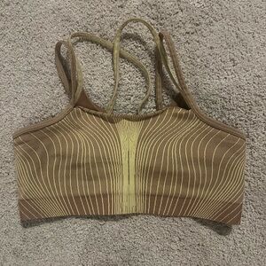 Nike Ribbed Double-Strap Sports Bralette in Brown and Yellow